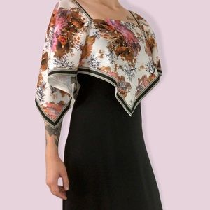 Vintage A-line Flutter Sleeve Watercolor Dress